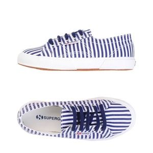 Superga Blue and White Striped Sneakers